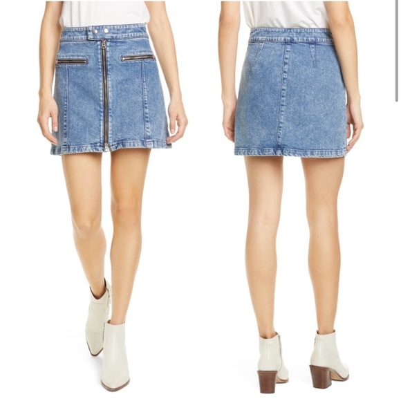 rag & bone Isabel Exposed Zipper Distressed Denim Mini 
Skirt - Picture 1 of 14